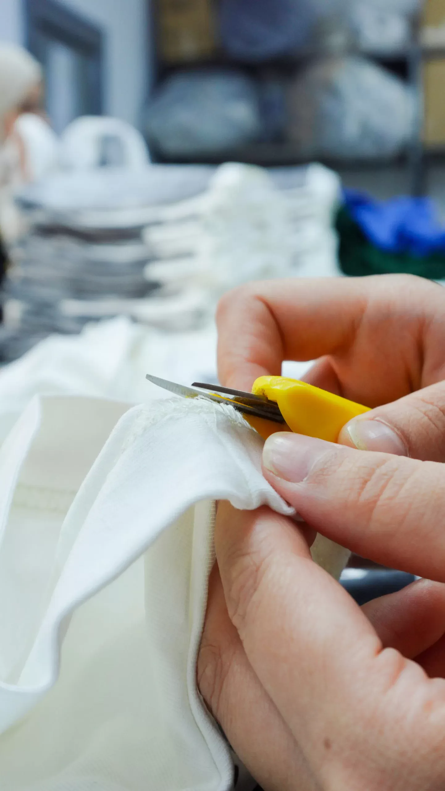 Finishing detail on a packaged garment