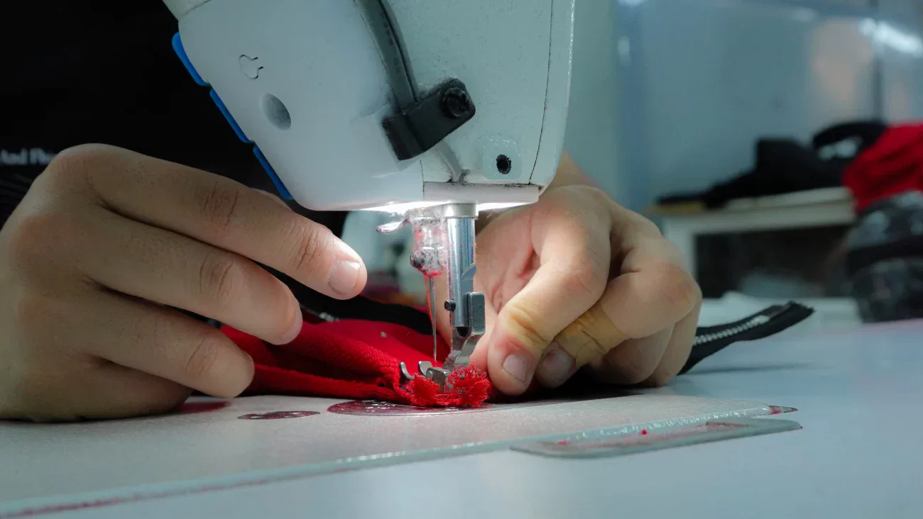 Garment manufacturing in progress