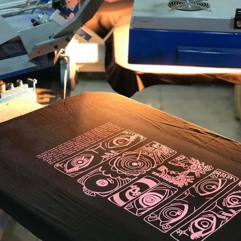 Silk screen printed design close-up